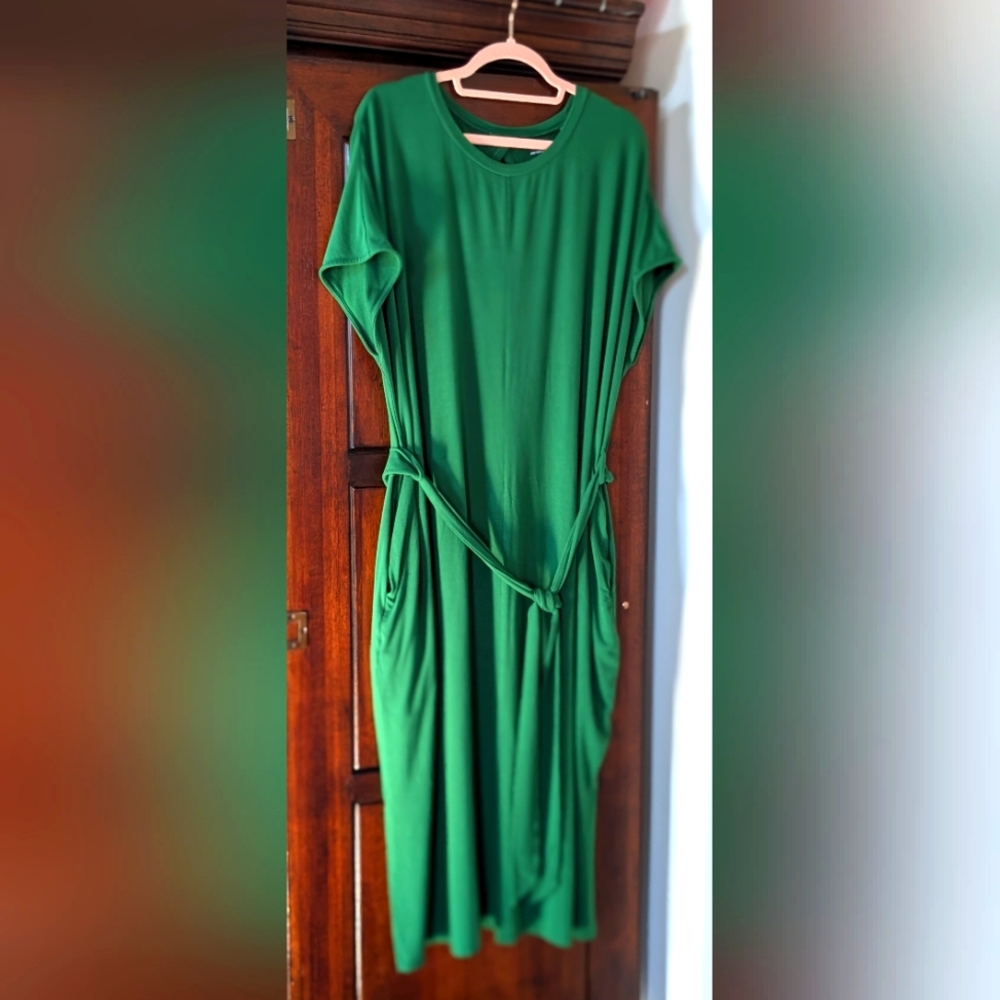Universal Standard Green Sheath Maxi Dress with Dolman Sleeves